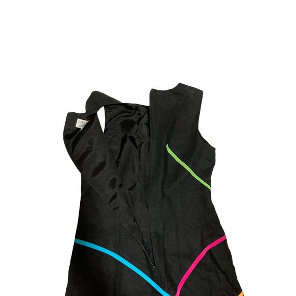 David Meister Sheath Sleeveless Colorful Stripes Dress Size 4 Black - Picture 3 of 6